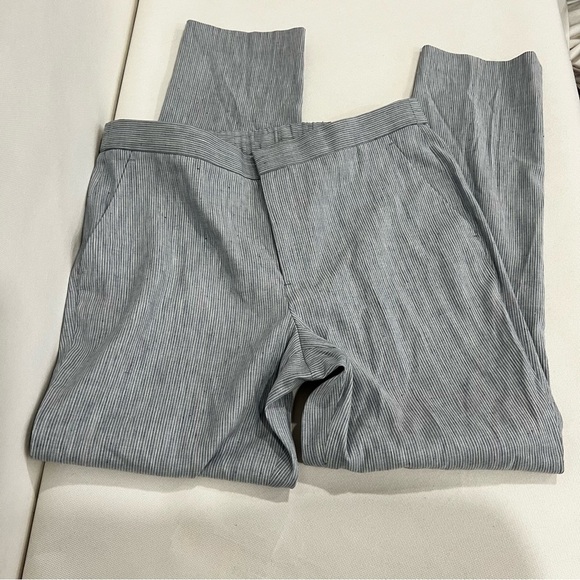 Express Linen Blend Elastic Back Pants Flat Front Blue/White Stripes Sz. 32 X 30 - Picture 7 of 7